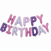 16吋 鋁膜氣球套裝 (Happy Birthday) - 糖果彩色