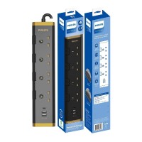 飛利浦 - Philips CHP4745BB 3米四位獨立開關USB電拖板 (香港行貨)