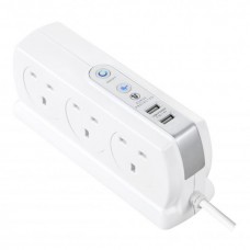 Masterplug SRGDSU62PW 2M extension lead Surge Compact 2 USB X3.1A with 6 x13A