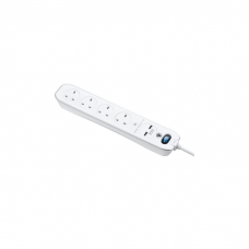 Masterplug SRGLSU43PW Surge 2X USB 3.1A with 4X13A Extension lead White (3m) 